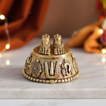 Brass Charan Paduka Idol | Spiritual Worship Decor, Height : 1.2 Inch (BSMAS1706 C)