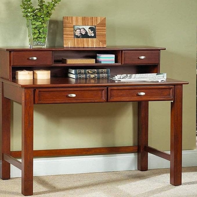Vishwakarma Furnitures Wooden Study Table with Hutch (Mahogany Finish) | 4 Drawers & Open Shelving | Classic Computer Desk for Home Office