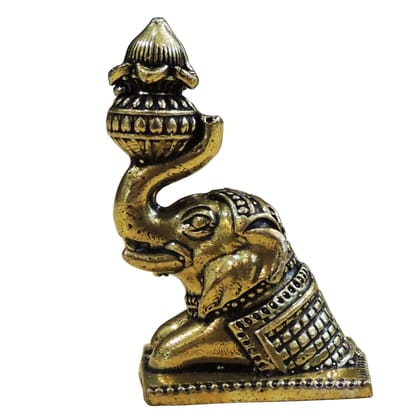 Brass Elephant with Laddu Decorative Showpiece for Decor, Height : 2 Inch (BSMAS1857 C)