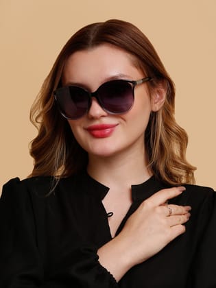 SUNNIES Large Full Frame Metal.Plastic Cat Eye Solid Polarized Women Sunglasses-SNS-11709-C045