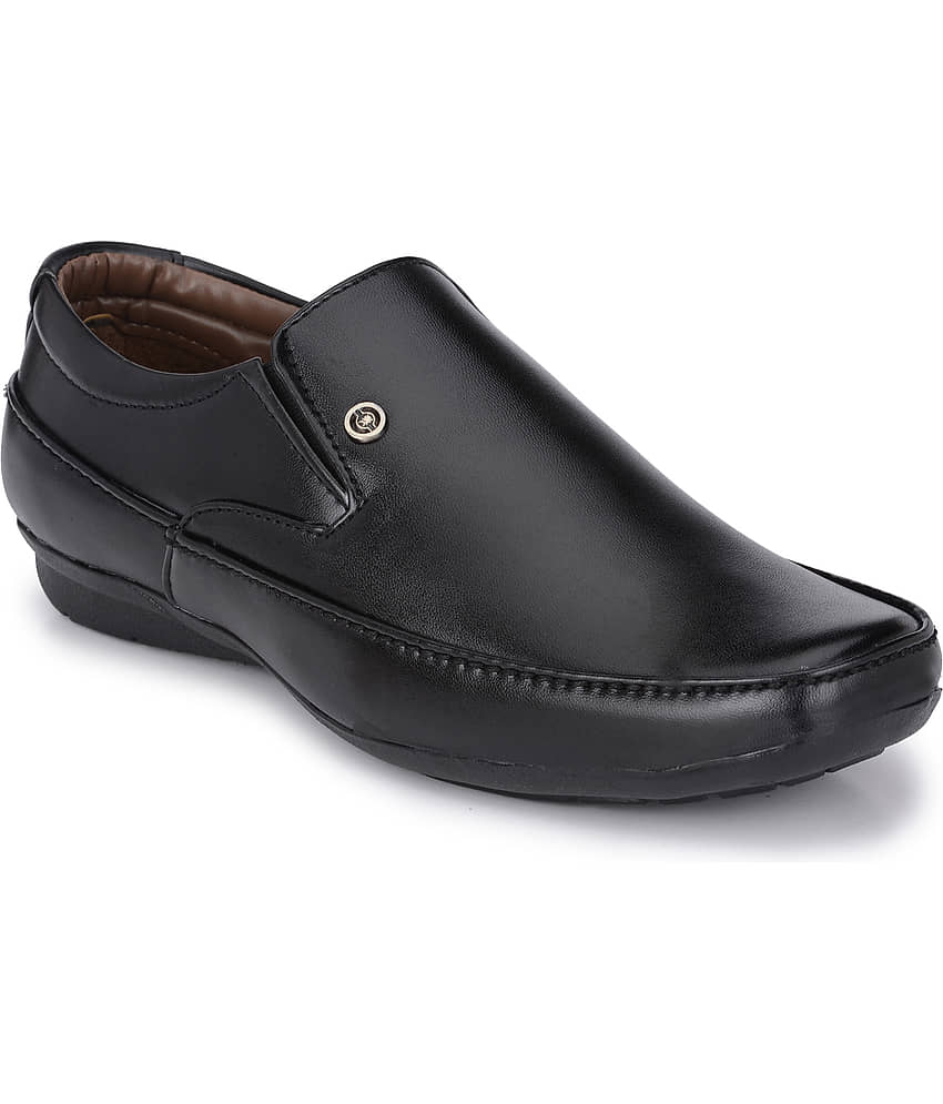 John Karsun Black Men's Slip On Formal Shoes
