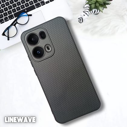 Black Line Wave Silicone Case for Oppo Reno 13 Pro