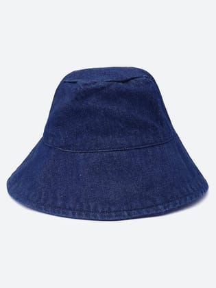Daring Dark Blue Solid Women Cotton Bucket Hat Today-FR