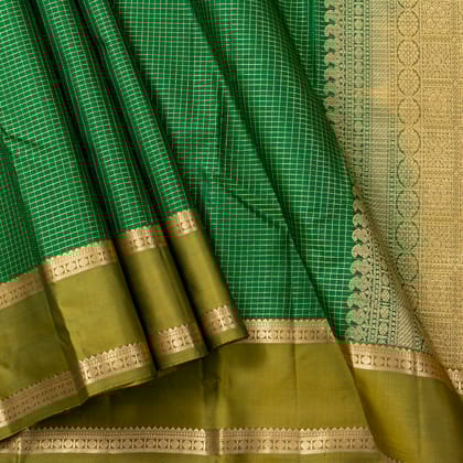 Green And Mustard Kanchipuram Soft Silk Saree For Festive Wear PV RSP 197