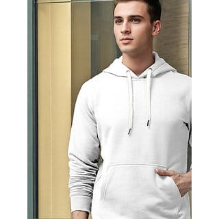 PrintCultr Mens White Full Sleeve Solid Hooded Sweatshirt  Casual, Comfortable & Stylish