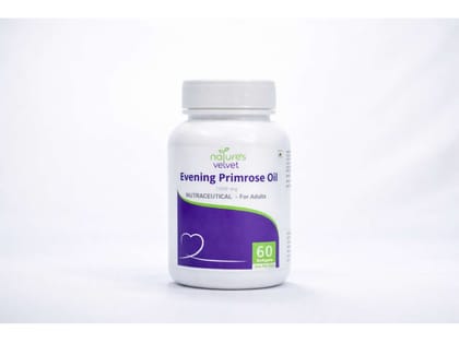 Natures Velvet Evening Primrose Oil 1000mg Softgels for PMS Relief & Women’s Health Support, Rich in GLA, Dietary Supplement – 60 Softgels