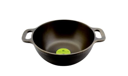 Trilonium Cast Iron Kadai | Machined Smooth | 10 Inches | 2.54 Kgs | ButterMold