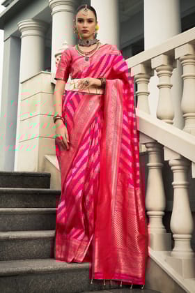 Pink Woven Silk Saree