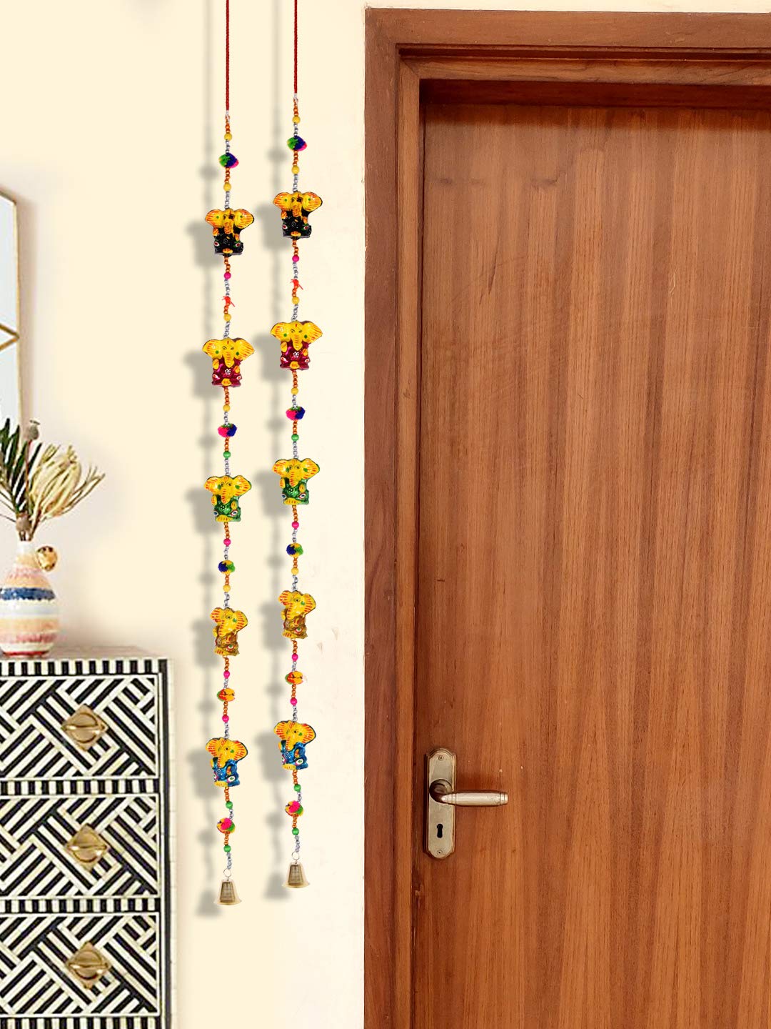 DreamKraft Paper Mache Ganesha Door Hanging (96 cm, Multicolour)