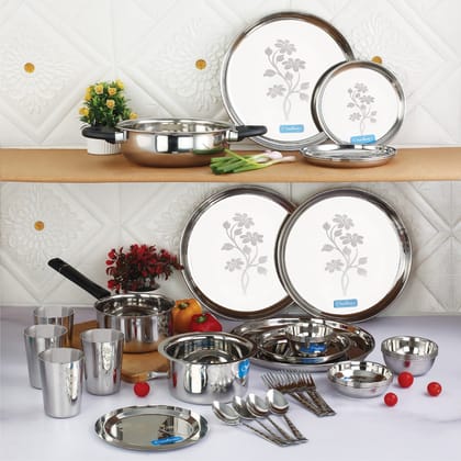 My Family Dine & Cook 36 Pcs Stainless Steel Dinner Set-Laser Etching / 36