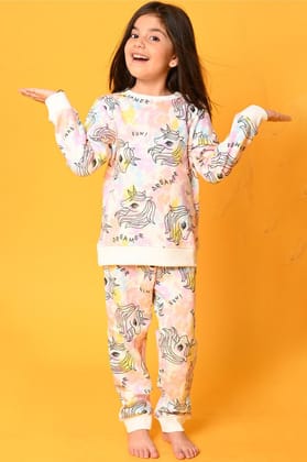 UNICORN TIE DYE FLEECE SWEATSHIRT JOGGER SET - WHITE-0-6 MONTHS / 2N / WHITE