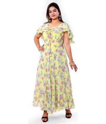 AARSHYA Yellow Georgette Ethnic Gown - Single