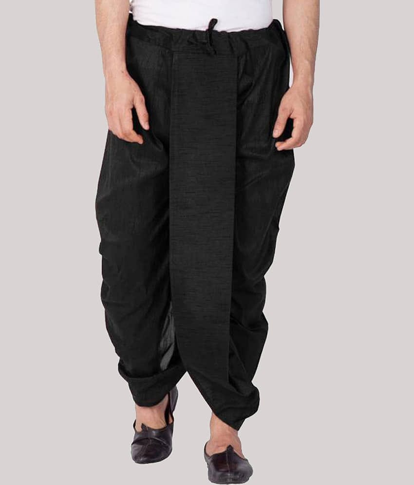 FANZI Black Silk Men's Dhoti ( Pack of 1 )