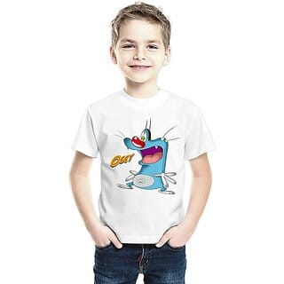 Boys Cartoon/Superhero Cotton Blend T Shirt (White, Pack of 1)