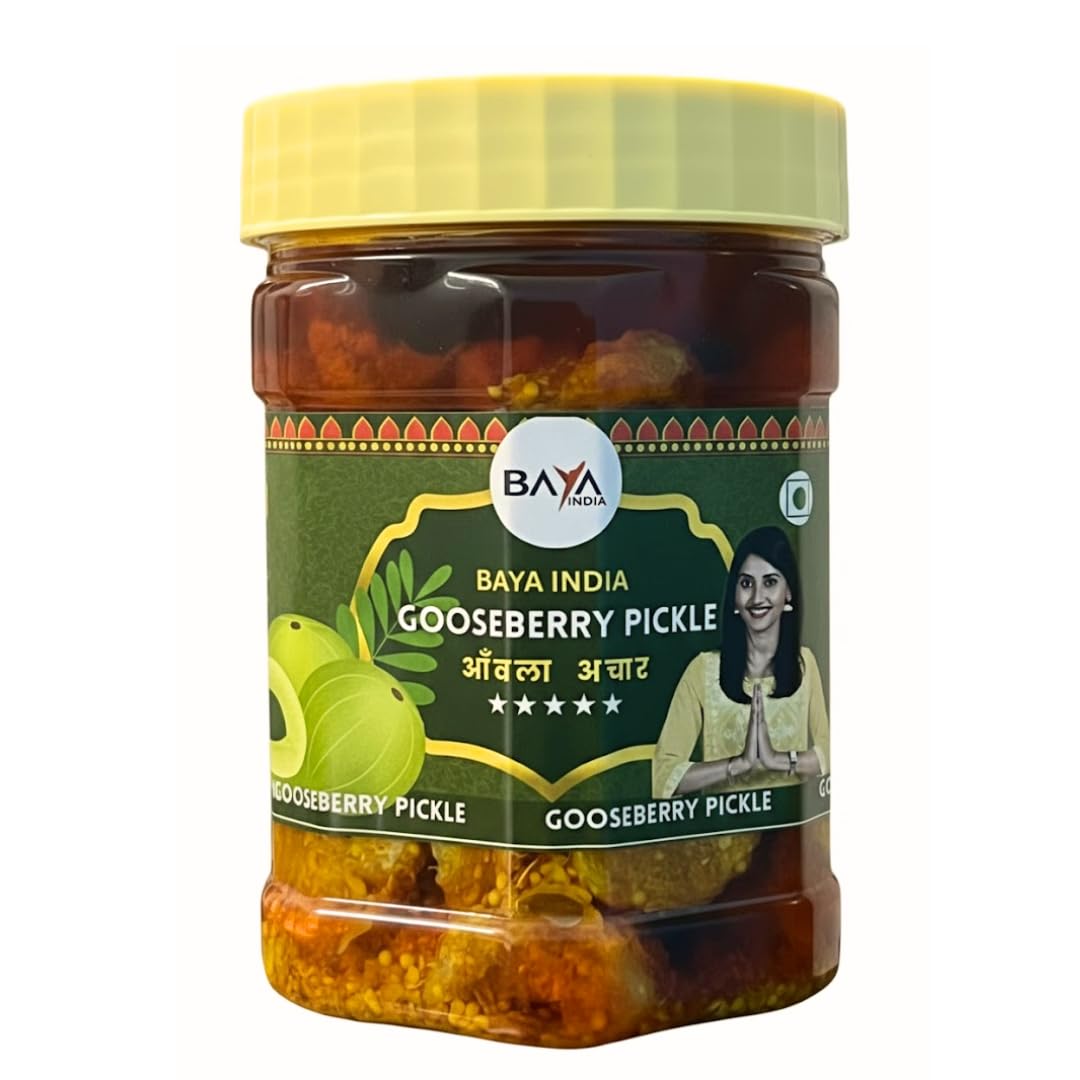 Baya India Homemade Amla Pickle | Awala Achar 350g | Traditional Recipe | No Preservatives | Authentic Tangy & Spicy Taste | Indian Homemade Pickle