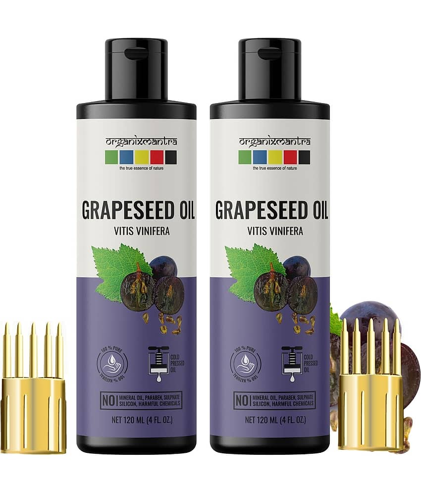 Organix Mantra Grapeseed Oil, Cold Pressed Organic Oil, 120ML x 2