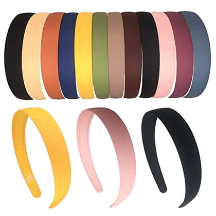 Aliza Hairband, Plastic Headband for Girls and Women, Pack of 12 - Multicolor (Big)