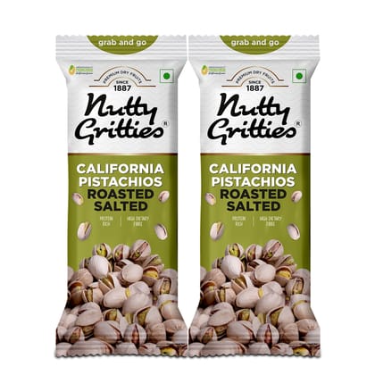 Nutty Gritties Grab And Go California Pistachios Roasted, Lightly Salted, 35 gm - Pack of 2