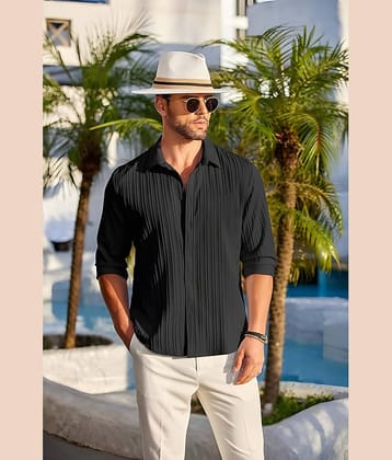 Bluedove Poly Cotton Regular Fit Solids Full Sleeves Men's Casual Shirt - Black ( Pack of 1 )