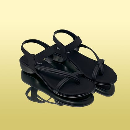 Elegant Black Strappy Sandals-Black / 36