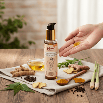 LACTOMAGIC Ayurvedic Anti Stretch Mark, Body Massage Oil For Mother And Baby Rejuvenated With Herbs (Tail) For Healthy And Stress-free Body, Good Immunity, 100 ml