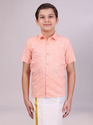 Boys Cotton Light orange Colour Half Sleeves Shirt Friendly Boy-Kids 01 - 02 Yrs / H/S / Light orange