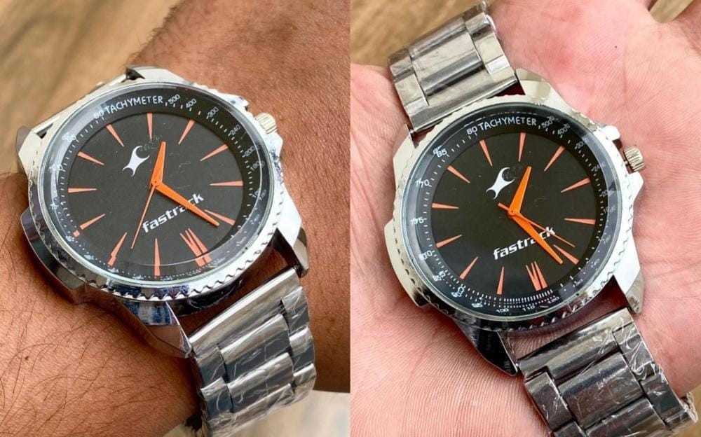 FASTRACK Steel Chain and Heavy Glass Watch with Black Box (Model 4)