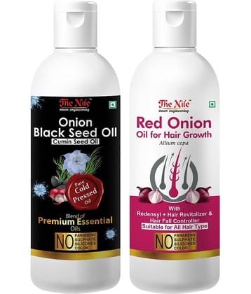 The Nile Onion Black Seed 150 ML + Red Onion 200 ML Hair Oil 350 mL Pack of 2