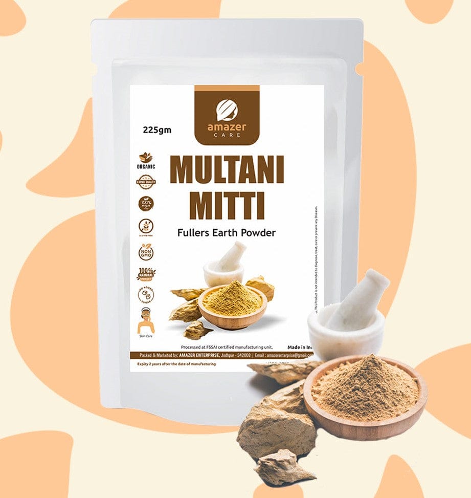 AmazerCare Multani Mitti (100% Natural Fullers Earth Powder) for Face, Body & Hair | Natural Face Pack-225gm