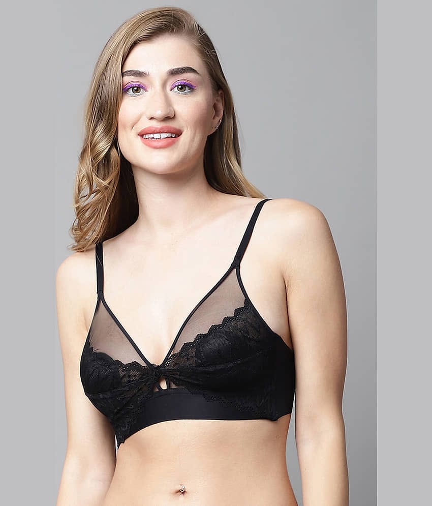 PrettyCat Lace Lightly Padded Women's T-Shirt Bra ( Black )