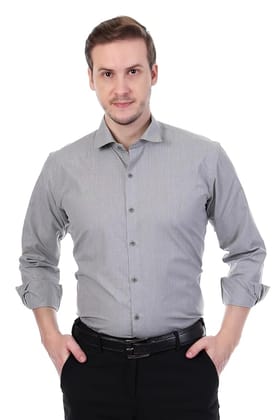 Sparrow Outfit Men's Cotton Blend Regular Fit Formal Shirt with Spread Collar Long Sleeve Dark Gray