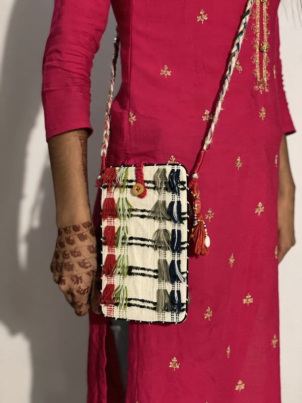 KRI India The Signature Kri Phone Sling | 7.5x5 inches | Wash & Care | 100% Cotton | Handcrafted in India. 100% organic & natural.