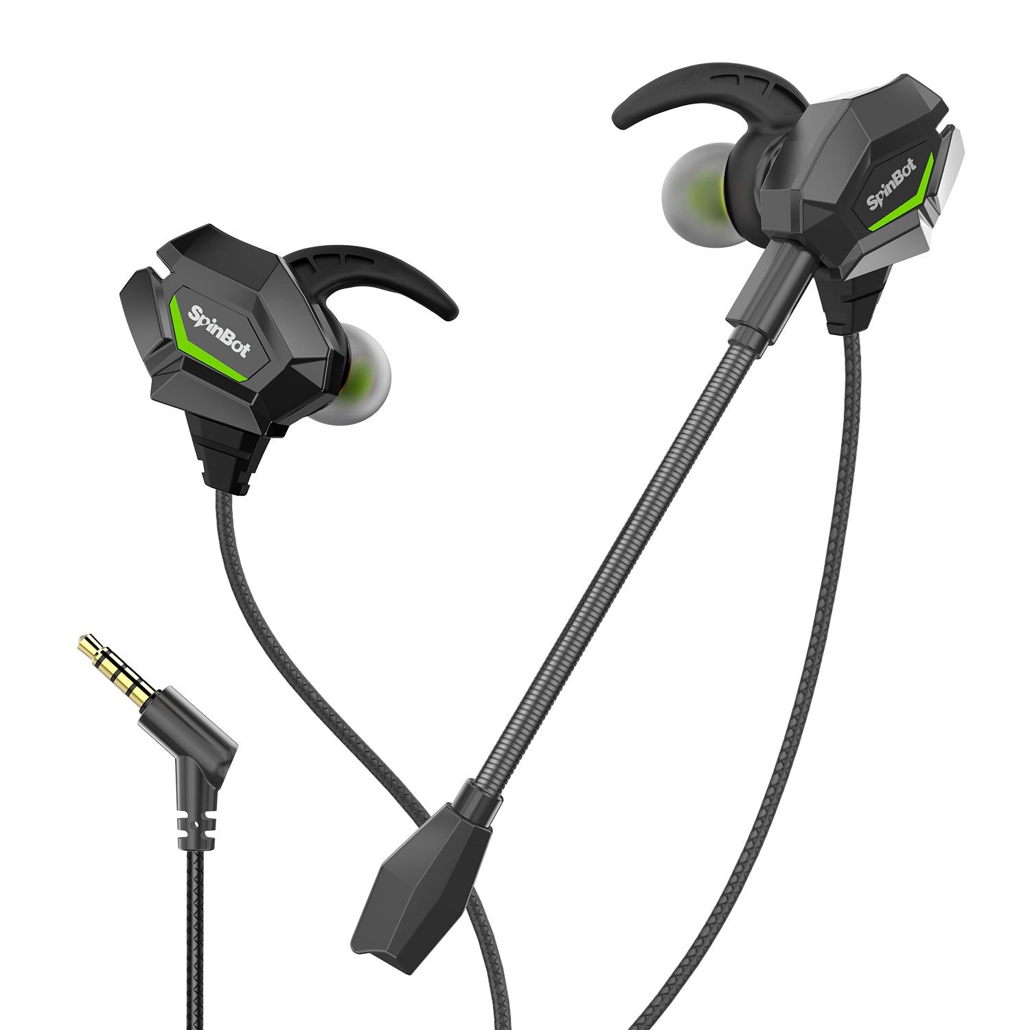 SpinBot BattleBudz W20 Wired Gaming Earphone with Boom Mic SpinBot BattleBudz W20 Wired Gaming Earphone with Boom Mic - Green