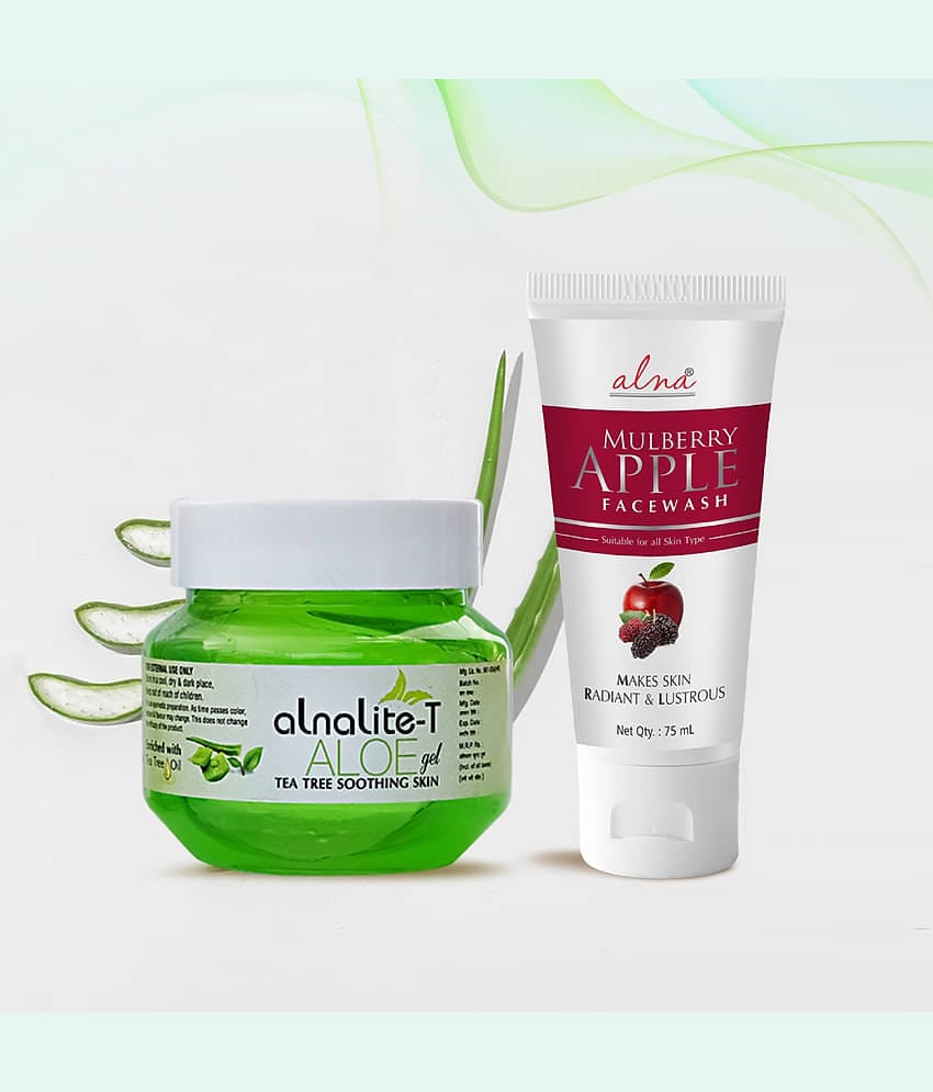 Alna Alnalite-T Aloe Gel 100gm with Mulberry Apple Face Wash 75ml , Pack of 2