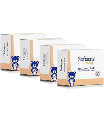 Softsens Baby Natural Bar Soap with Honey, Orange & Natural Almond Oil 100g x 3, Pack of 4