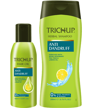 Trichup Anti-Dandruff Hair Care Kit | Hair Oil 100ml & Shampoo 200ml | With Neem, Rosemary & Tea Tree | Controls Flakes & Itchy Scalpc