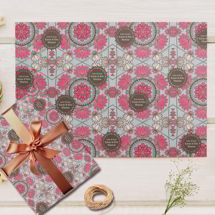 Custom Happy Diwali Gift Wrapping Paper - Lotus Breeze Theme-Set of 10 sheets