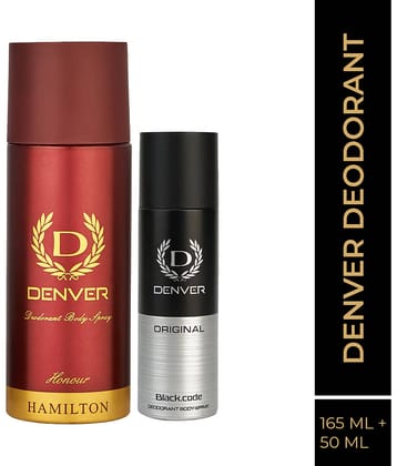 Denver Honour Black Code Deodorant Spray for Men 215 ml ( Pack of 2 )