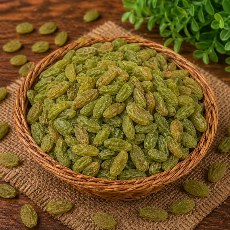 1/1 Green Kishmish Raisins (250g) | Natural Sweetness & Soft Chewy Texture | Healthy Snacking & Dessert Garnishing