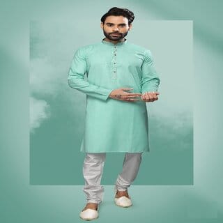 Raivat Ethnic Sea Green Colour Cotton Pintux Work Kurta Pajama 1644