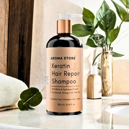 Aroma Store Ayurvedic Keratin Hair Shampoo with Biotin, Advanced Ayurvedic Formula for Stronger, Smoother Hair