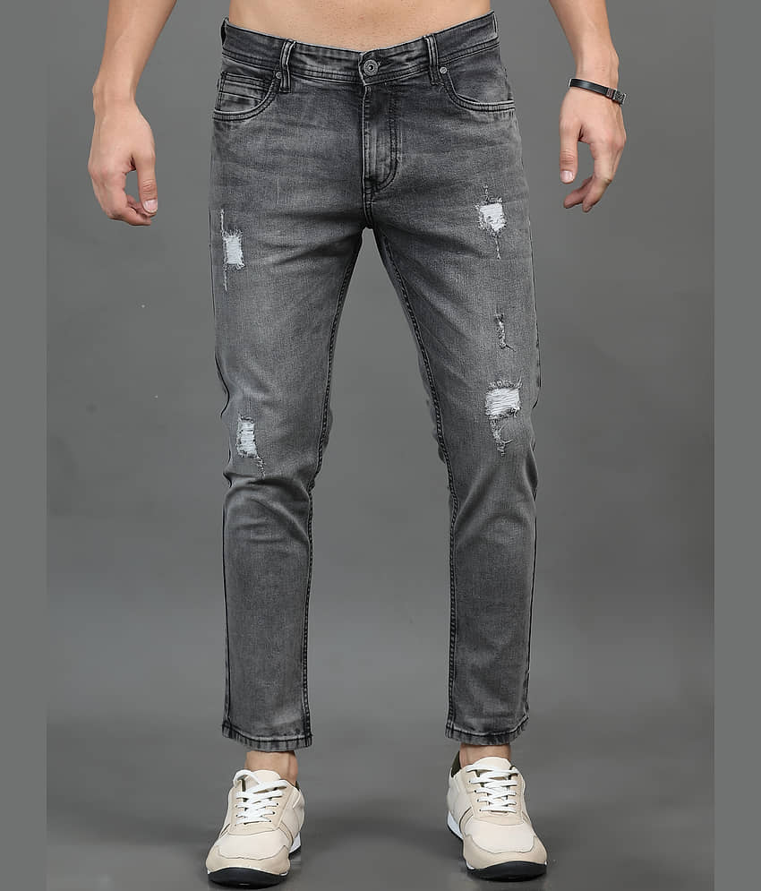 Paul Street Slim Fit Distressed Men's Jeans - Light Grey ( Pack of 1 )