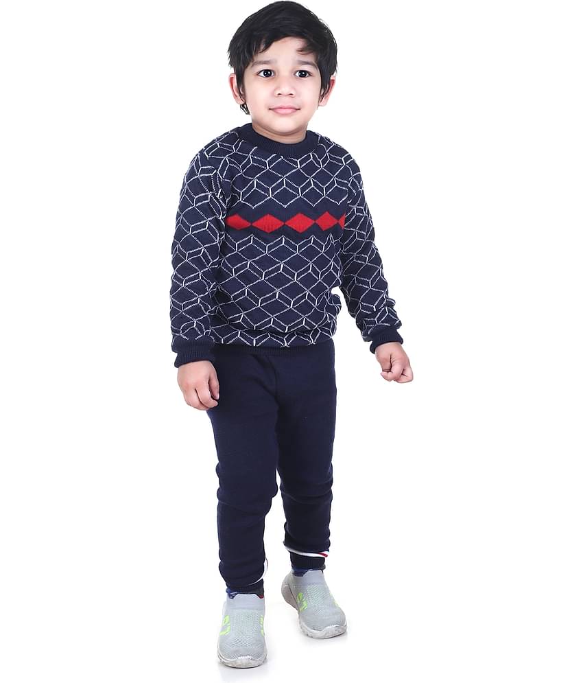 GTwo Pack of 1 Boys Woollen Blend Sweater ( Navy Blue )