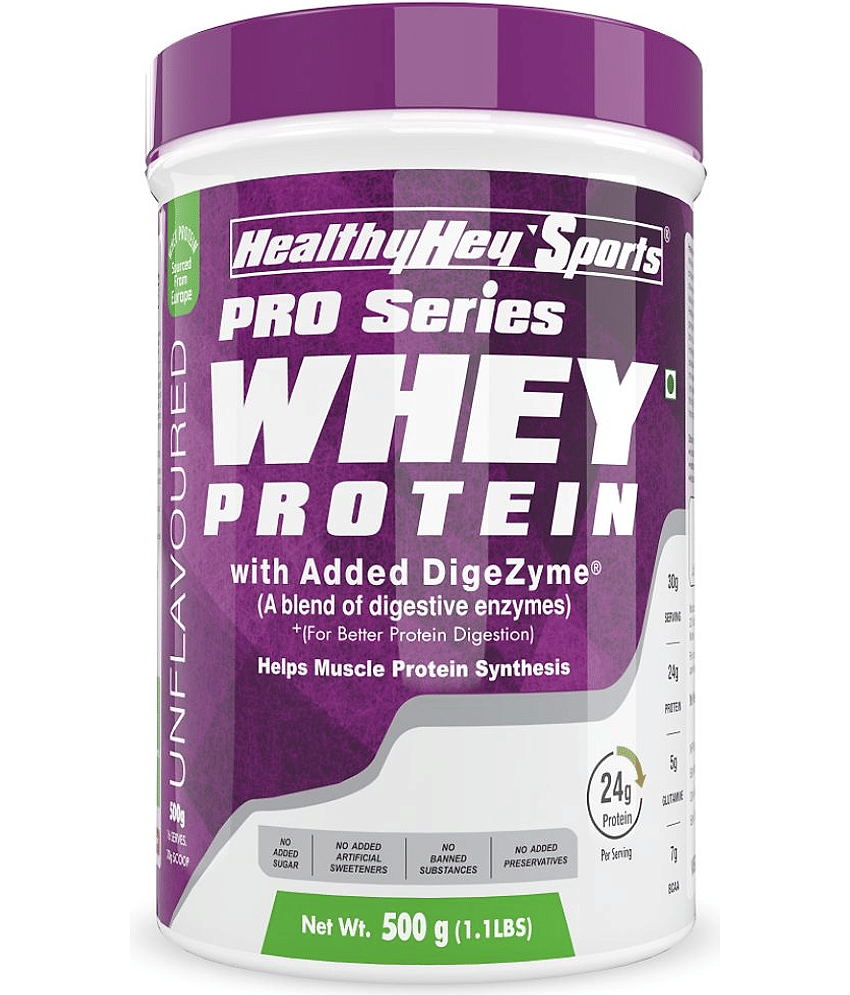 HealthyHey Sports Whey Protein Concentrate Unflavoured Synthesis 500 gm