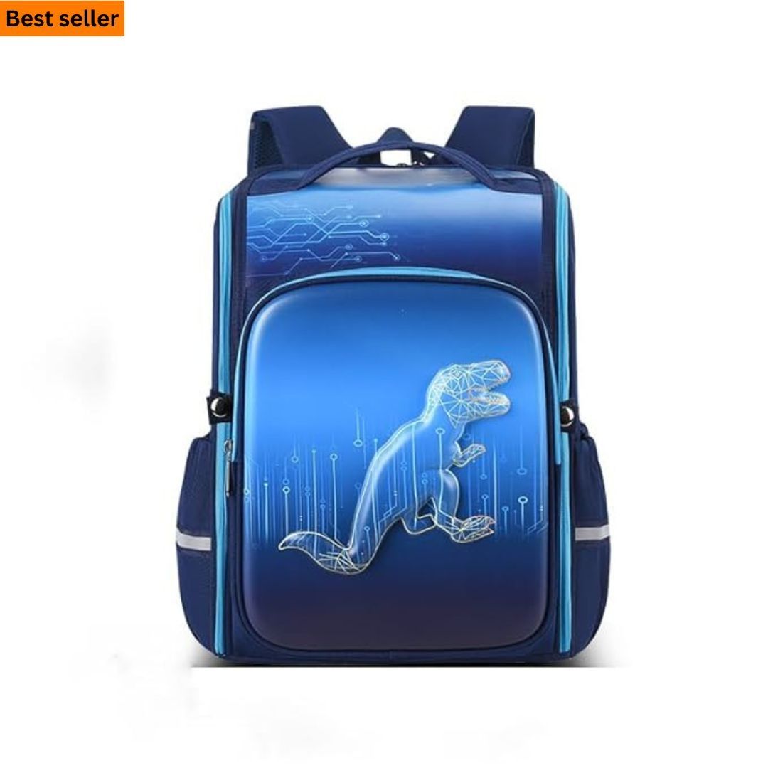 Trendy 3D Cartoon School Bag for Kids Light Blue
