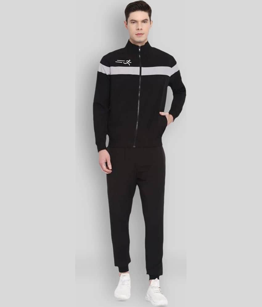 YUUKI - Black Polyester Regular Fit Striped Men's Sports Tracksuit ( Pack of 1 )