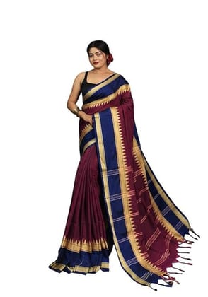 Basak Creation #35 New Cotton Handloom Saree with Temple Border