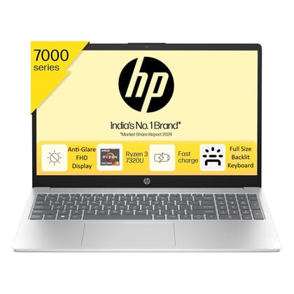 HP 15, AMD Ryzen 3 7320U (8GB LPDDR5, 512GB SSD) FHD, Anti-Glare, Micro-Edge, 15.6"/39.6cm, Win 11, Office 21, Silver, 1.59kg, fc0026AU, AMD Radeon Graphics, 1080p FHD Backlit Keyboard HP 15, AMD Ryzen 3 7320U (8GB LPDDR5, 512GB SSD) FHD, Anti-Glare, Mic