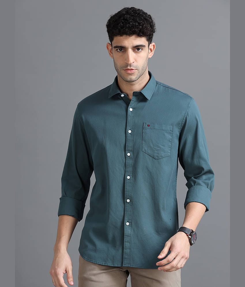 Cool Colors 100% Cotton Slim Fit Solids Full Sleeves Men's Casual Shirt - Green ( Pack of 1 )