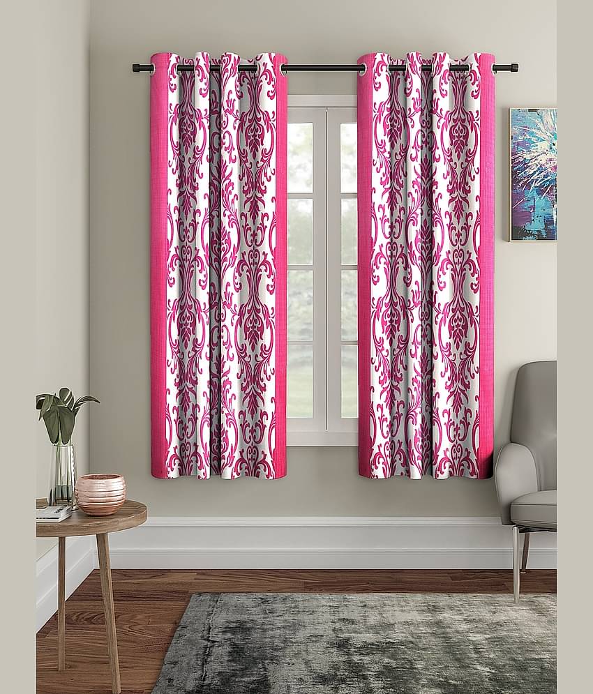Cortina - Floral Printed Room Darkening Eyelet Curtain-5 Ft-pack of 2